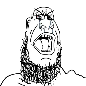 cryboy soyjak, fatjak, skinnyjak, remastered soyjaks, 1soyjak, aliased, angry, bald, beard, bloodshot eyes