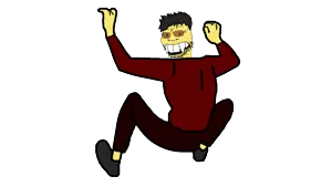 soykio kid, 1soyjak, angry, animated, asian, black eyes, black hair, buck teeth, claw, clothes