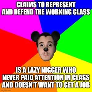 mickey mouse, advice animals, black eyes, black hair, caption, closed mouth, cummunism, hair, imgflip, imgflip.com