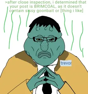 disgusting trevorcreature, markiplier soyjak, lawrence, fusionjaks, 1soyjak, angry, black eyes, black hair, blue skin, brimcoal