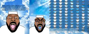 bernd, cryboy soyjak, impish soyak ears, seethejak, 72 virgins, angry, bald, barrel, barrel bomb, beard