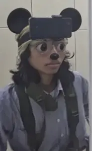 mickey mouse, irl soyjaks, 1nas, animal, ar, arm, backpack, bathroom, black eyes, black hair