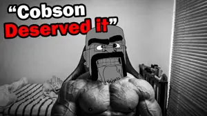 barbarian (clash of clans), gigachad, barbarianjak, deserved it, 1soyjak, angry, barbarian, black eyes, buff, front view