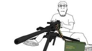 markiplier soyjak, neutralplier, 1soyjak, 50 cal, 50bmg, ammo, ammo belt, ammo box, arm, bald