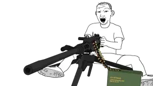 kuzjak, 1soyjak, 50 cal, 50bmg, ammo, ammo belt, ammo box, arm, balding, browning