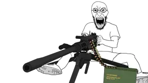 angry soyjak, 1soyjak, 50 cal, 50bmg, ammo, ammo belt, ammo box, angry, arm, browning