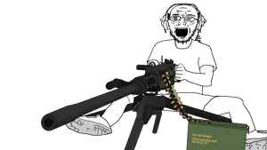 dnbjak, proto-soyjaks, 1soyjak, 50 cal, 50bmg, alternate, ammo, ammo belt, ammo box, arm