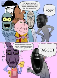 bender, esl fnf pedo, gigachad, gigayell, jax (the amazing digital circus), walter white, chudjak, cobson, markiplier soyjak, meximutt