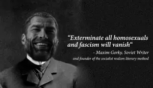 gigachad, gigachaded, black eyes, black hair, communism, faggot, front view, gray skin, hair, half open mouth