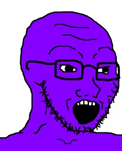soyak, 1soyjak, 4chan meme, 5 teeth, bald, big pupils, black eyes, black glasses, black outline, black pupils