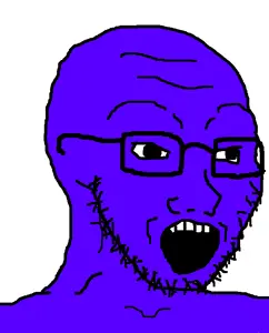 soyak, 1soyjak, 4chan meme, 5 teeth, bald, big pupils, black eyes, black glasses, black outline, black pupils