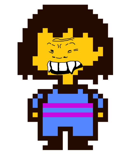 frisk, soykio kid, 1soyjak, asian, brown hair, child, fangs, full body, hair, kid