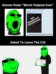 childut, gapejak, glowie, black background, black clothes, black clothing, central intelligence agency, closed mouth, clothes, fake screenshot