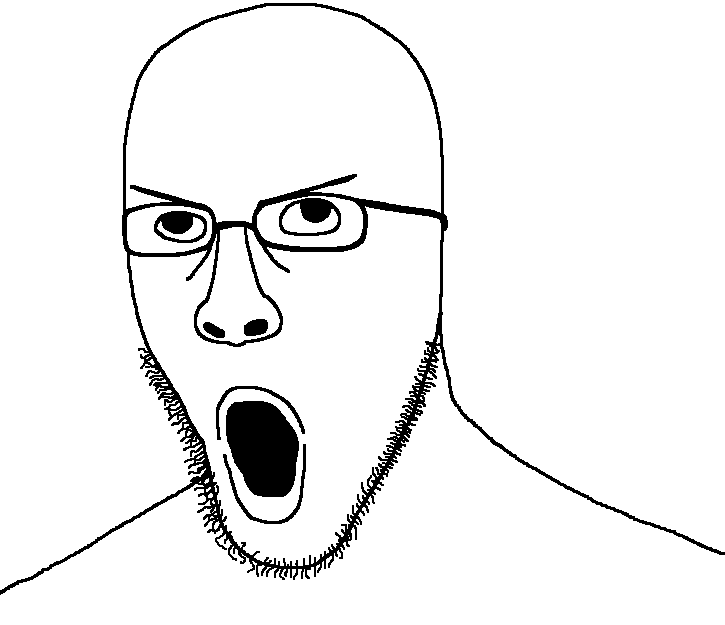 malkjak, unknown, 1soyjak, angry, animal, bald, black eyes, eyebrows, gaping mouth, glasses