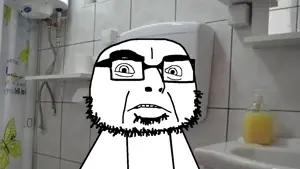 cobson, olgolstein, 1soyjak, bald, bathroom, fat, glasses, irl background, looking at you, obese