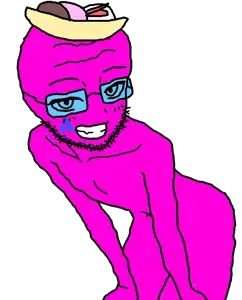 astolfson, 1soyjak, almost full body, arch linux, bald, balding, blue glasses, feminine, flushed, glasses
