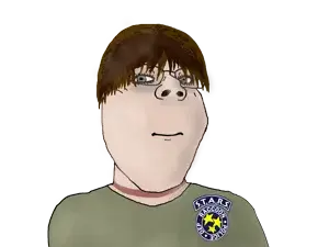 rebecca chambers, gapejak, kuzjak, female gapejak, temuchan, temugape, femjak, 1soyjak, bald, black eyes