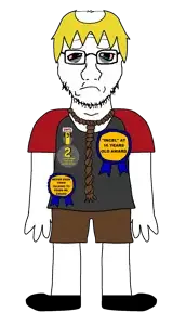 nate higgers, soyak, soyak front, natejak, /r9k/ (soyjak.party), 1soyjak, award, badge, balding, black eyes