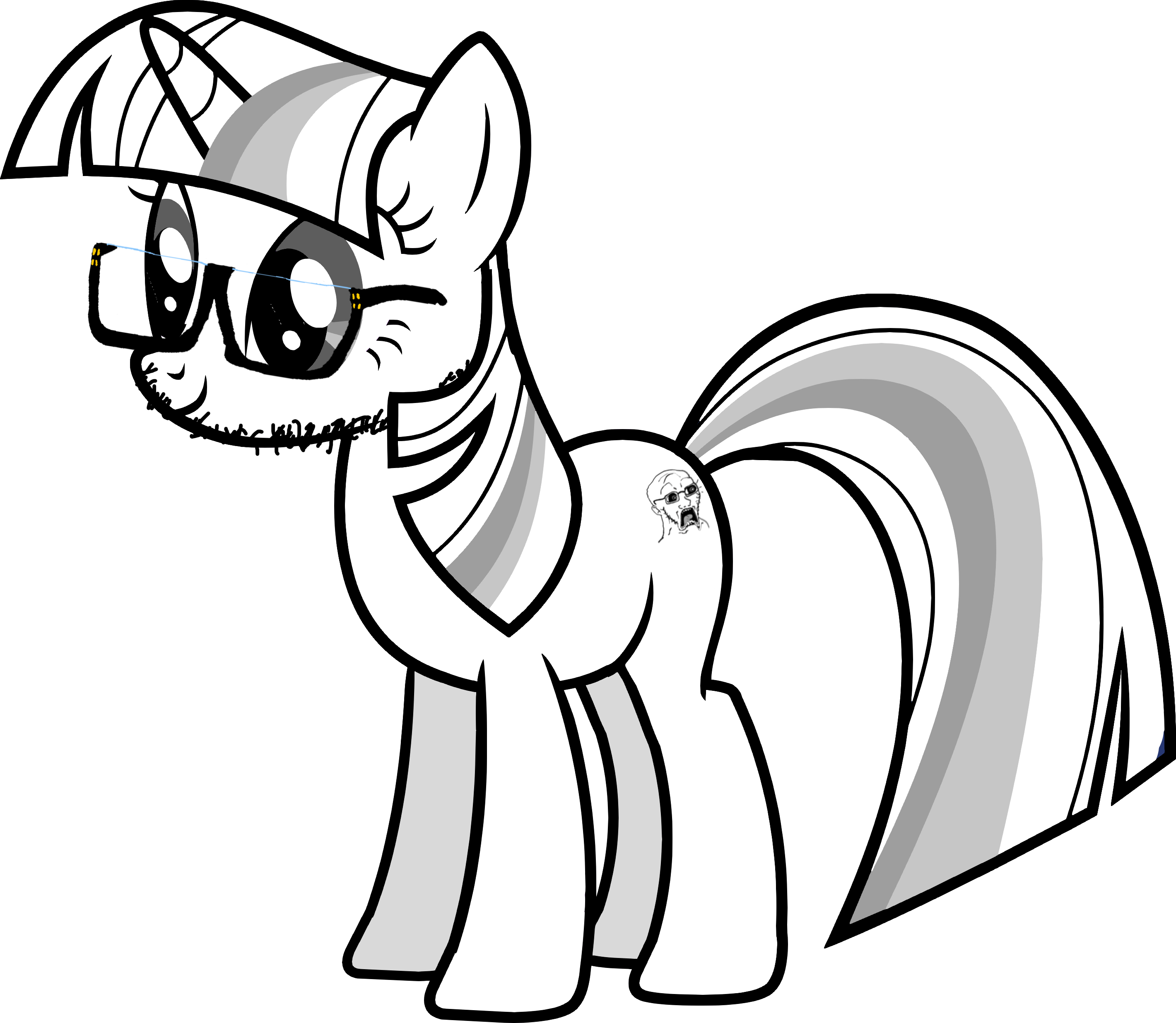 soyak, doctos, 1soyjak, 4 legs, angry, animal, bald, black eyes, ear, full body