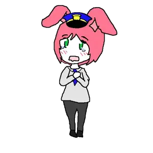 saltmii, animal ears, blush, bunny ears, clothes, female, full body, green eyes, hair, hat