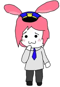 saltmii, animal ears, bunny ears, closed mouth, clothes, female, full body, hair, hat, necktie