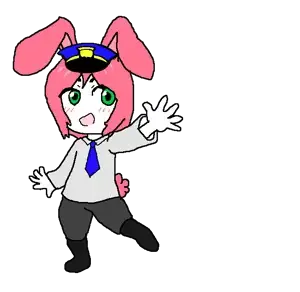 saltmii, bunny ears, bunny tail, clothes, female, green eyes, hair, hat, necktie, pink hair