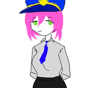saltmii, closed mouth, clothes, female, green eyes, hair, hat, necktie, oekaki, pink hair