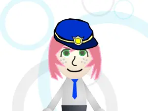 saltmii, closed mouth, clothes, female, freckles, green eyes, hair, hat, mii, necktie