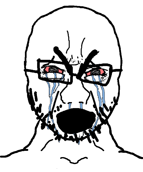 cryboy soyjak, soyak, cryboy soyjak front, soyak front2, 1soyjak, angry, bald, bloodshot eyes, bushy eyebrows, crying