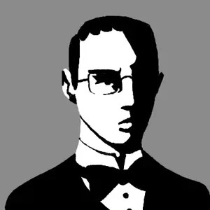 chudjak, 1soyjak, black eyes, black hair, bowtie, closed mouth, frown, glasses, gray background, hair