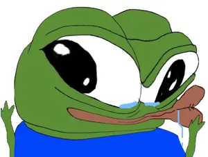 marv, pepe, amphibian, animal, big eyes, big lips, black eyes, blue background, blue shirt, crying