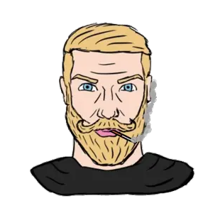 yes chad, yes chad front, beard, blonde hair, closed mouth, front view, hair, looking at you, neutral, open eyes