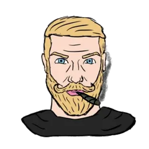 yes chad, yes chad front, beard, blonde hair, closed mouth, front view, hair, looking at you, neutral, open eyes