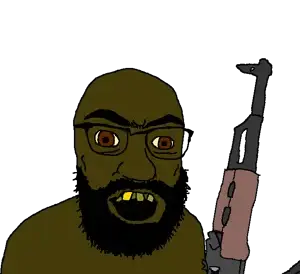 feraljak, tetojak, 1soyjak, ak-47, angry, arab, assault rifle, bald, beard, brown eyes