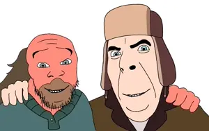 cobson, feraljak, no more brother wars, /co/, 2soyjaks, bald, beard, blue eyes, brown hair, closed mouth