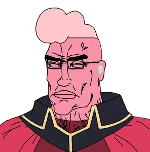 chudjak, perceptive chud, /co/, 1soyjak, airpods, black glasses, closed mouth, hair, half closed eyes, medium hair
