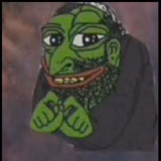 happy merchant, pepe, beard, black eyes, green skin, half body, half open mouth, irl background, jewish, jewish nose