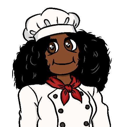 soyniqua, soytan, 1nas, big hair, black hair, black skin, brown eyes, chef, chef hat, closed mouth