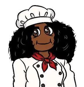 soyniqua, soytan, 1nas, big hair, black hair, black skin, brown eyes, chef, chef hat, closed mouth