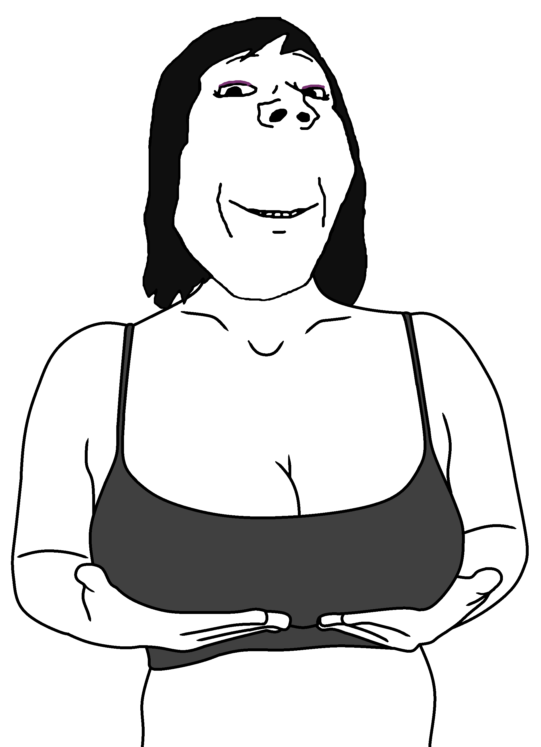 gapejak, annabelle, female gapejak, wholesome soyjak, femjak, foidjaks, 1soyjak, big breasts, black eyes, black hair