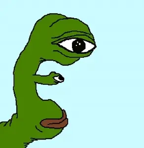 pepe, 1nas, alien, bald, black eyes, blue background, closed mouth, deformed, green skin, looking to the right
