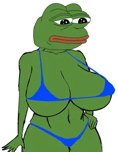 pepe, bikinijaks, 1nas, amphibian, animal, bald, belly, big breasts, big lips, bikini