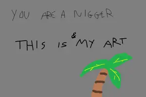 &, and, art, gray background, leaf, palm tree, plant, text, tree, original content
