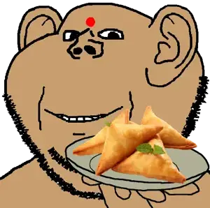 impish soyak ears, platejak, jolly soyak ears, beard, black eyes, closed mouth, ear, food, half open mouth, hindu