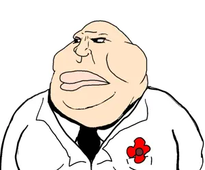 meximutt, 1soyjak, bald, black eyes, black tie, closed mouth, fat, half body, kingpin, looking to the left
