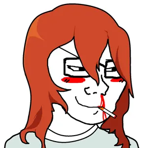 femrandal, randal ivory, soyak, female soyak, femjak, oh my god she is so attractive, 1soyjak, black eyes, blood, blush