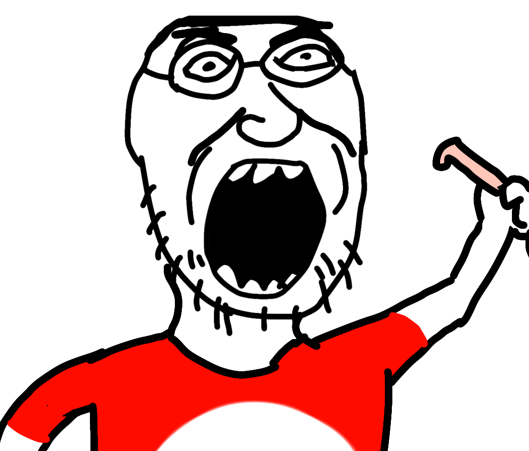chudjak, valjak, beard, big head, black eyes, clothes, front view, gaping mouth, glasses, hair