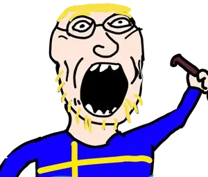 valjak, aryan skin, beard, big head, blonde hair, clothes, glasses, hair, open eyes, open mouth