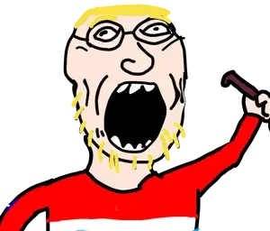 valjak, aryan skin, beard, big head, blonde hair, clothes, glasses, hair, open eyes, open mouth