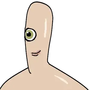 migi, headjak, 1soyjak, alien, bald, closed mouth, cyclops, hazel eye, lips, looking to the left